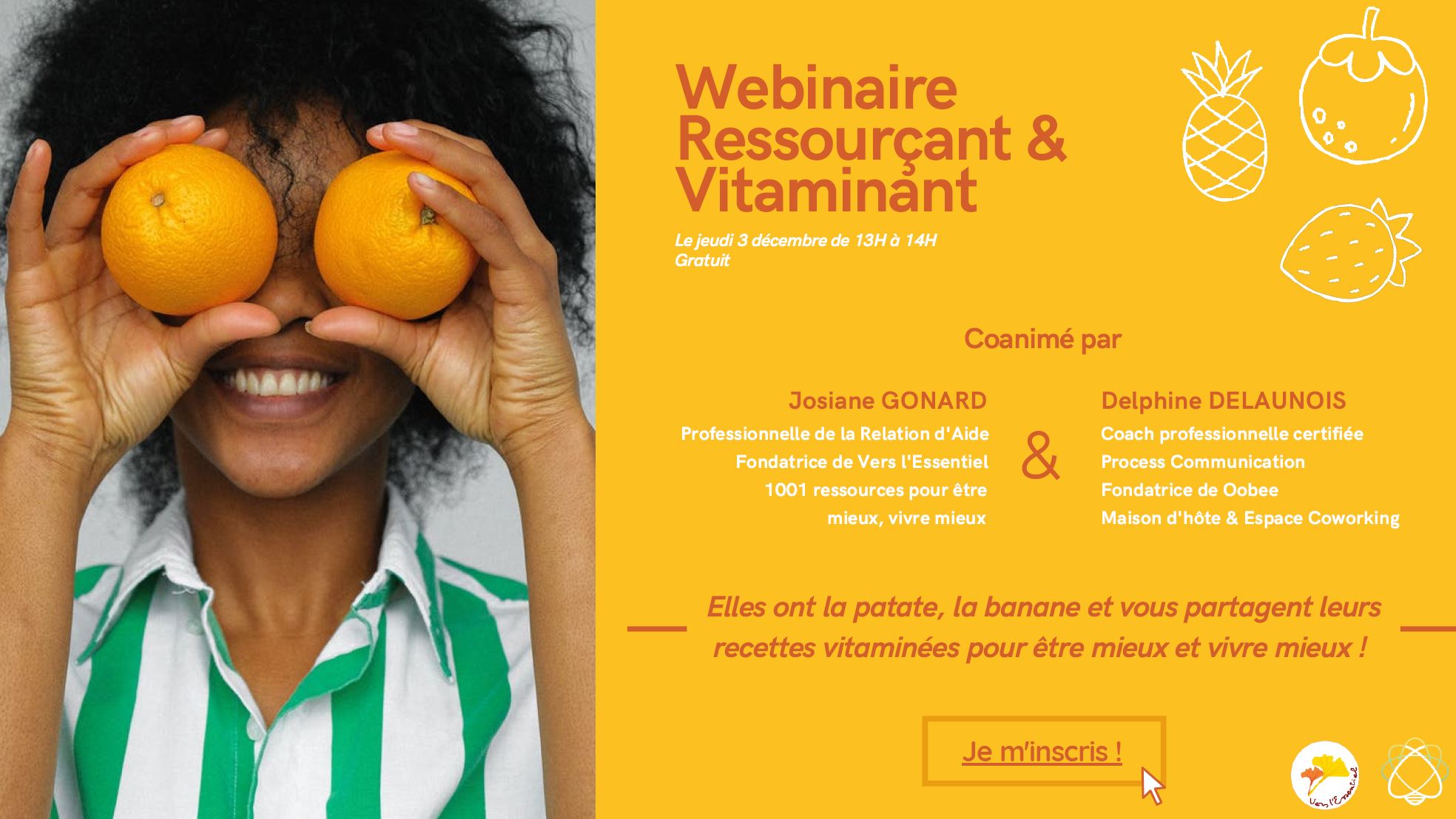 Webinaire Ressourçant &amp; Vitaminant  Jeudi 3/12 de 13 à 14 heures