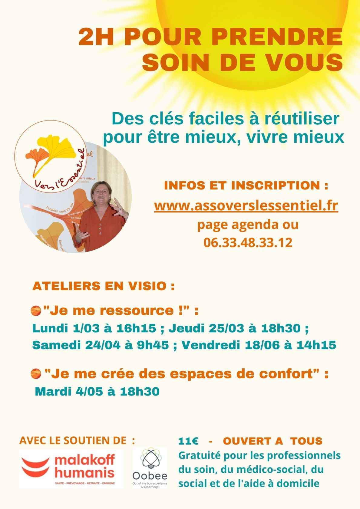 Affiche 5 ateliers pour prendre soin de soi