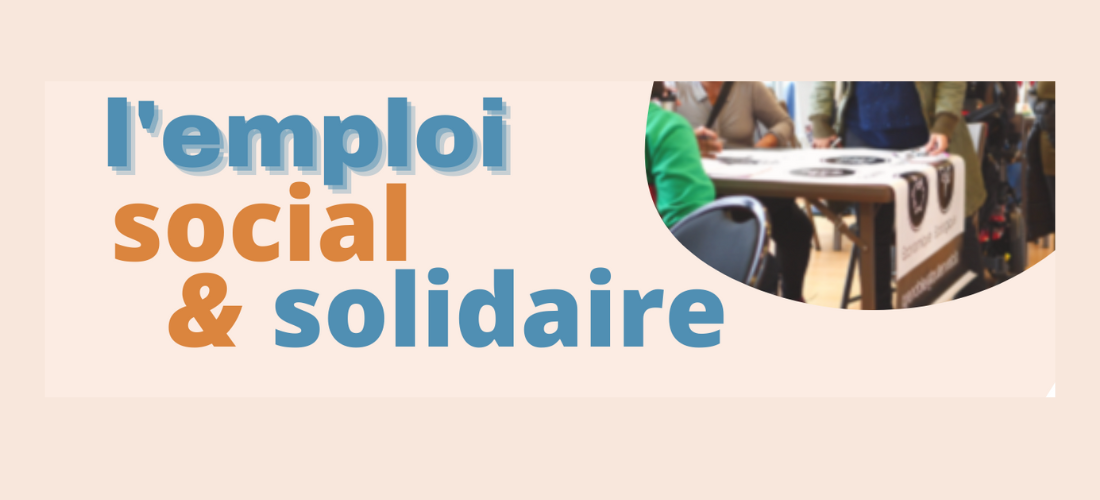 Bannière beige avec le titre l&#039;emploi social et solidaire