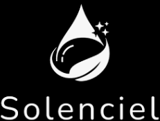 Logo Solenciel goutte d&#039;eau sur fond noir