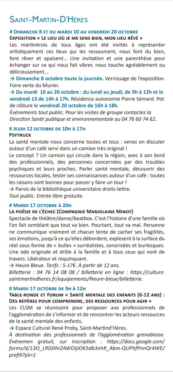 Programme des Semaines d'information sur la santé mentale